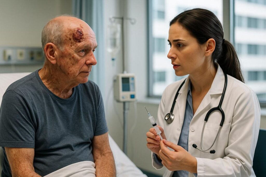 Needle-free device used in the skin cancer vaccine trial