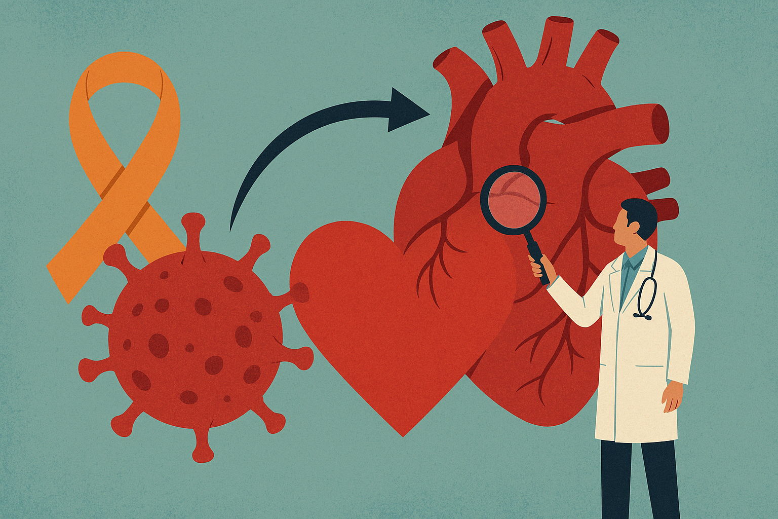 Oncologist discussing heart disease risk with a cancer patient during a clinical consultation