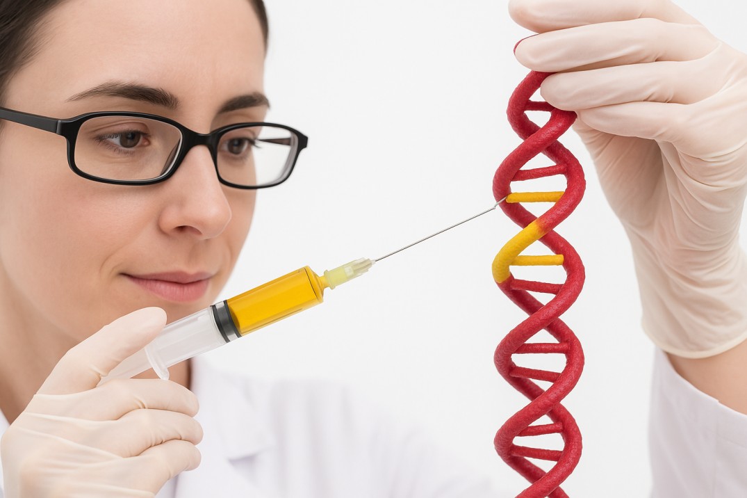 scientist working on CRISPR-edited immune cells for GI cancer treatment in a lab setting